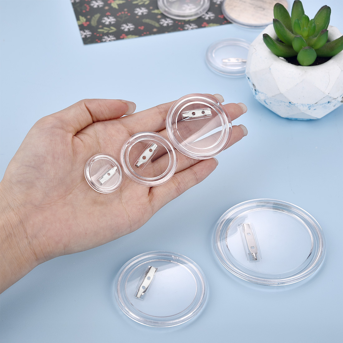 Button Badge Blank - 5pcs 26-75mm Transparent Acrylic Badge Button