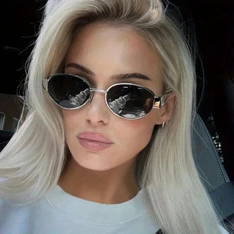 New Oval Sunglasses for Women  - Metal Photo Panel avaliação e preço