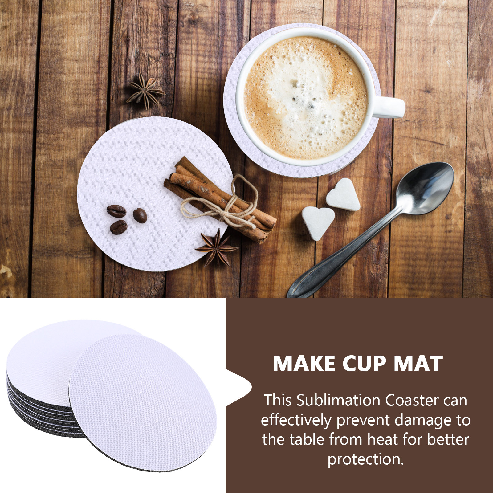 10Pcs Sublimation Heat Transfe - Coaster Sublimation Blank avaliação e preço