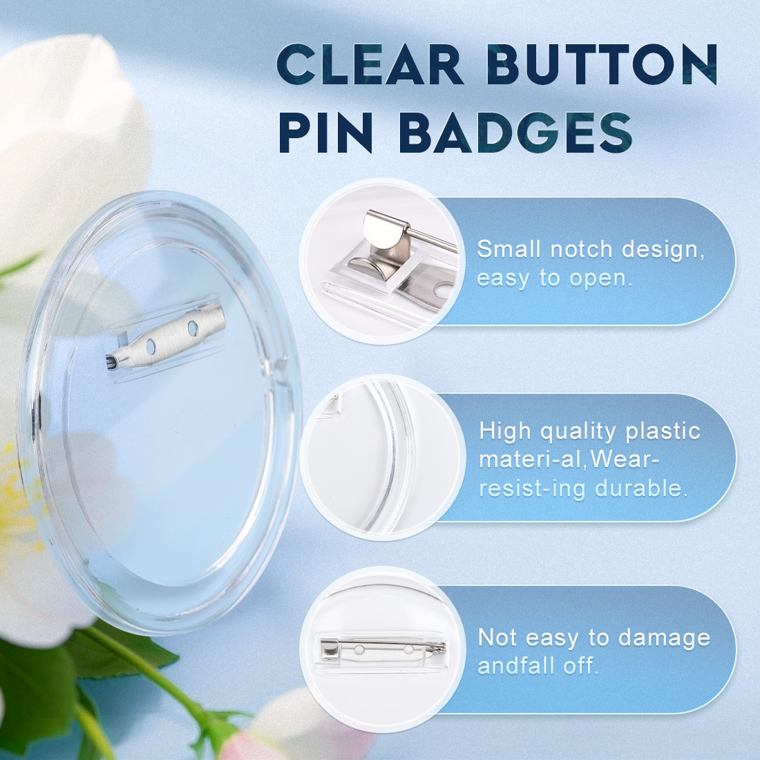 5pcs 26-75mm Transparent Acryl - Button Badge Blank avaliação e preço