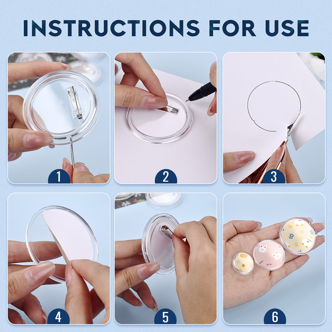 5pcs 26-75mm Transparent Acryl - Button Badge Blank avaliação e preço