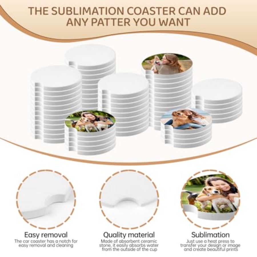 312 Pcs Ceramic Car Coasters 2 - Coaster Sublimation Blank avaliação e preço