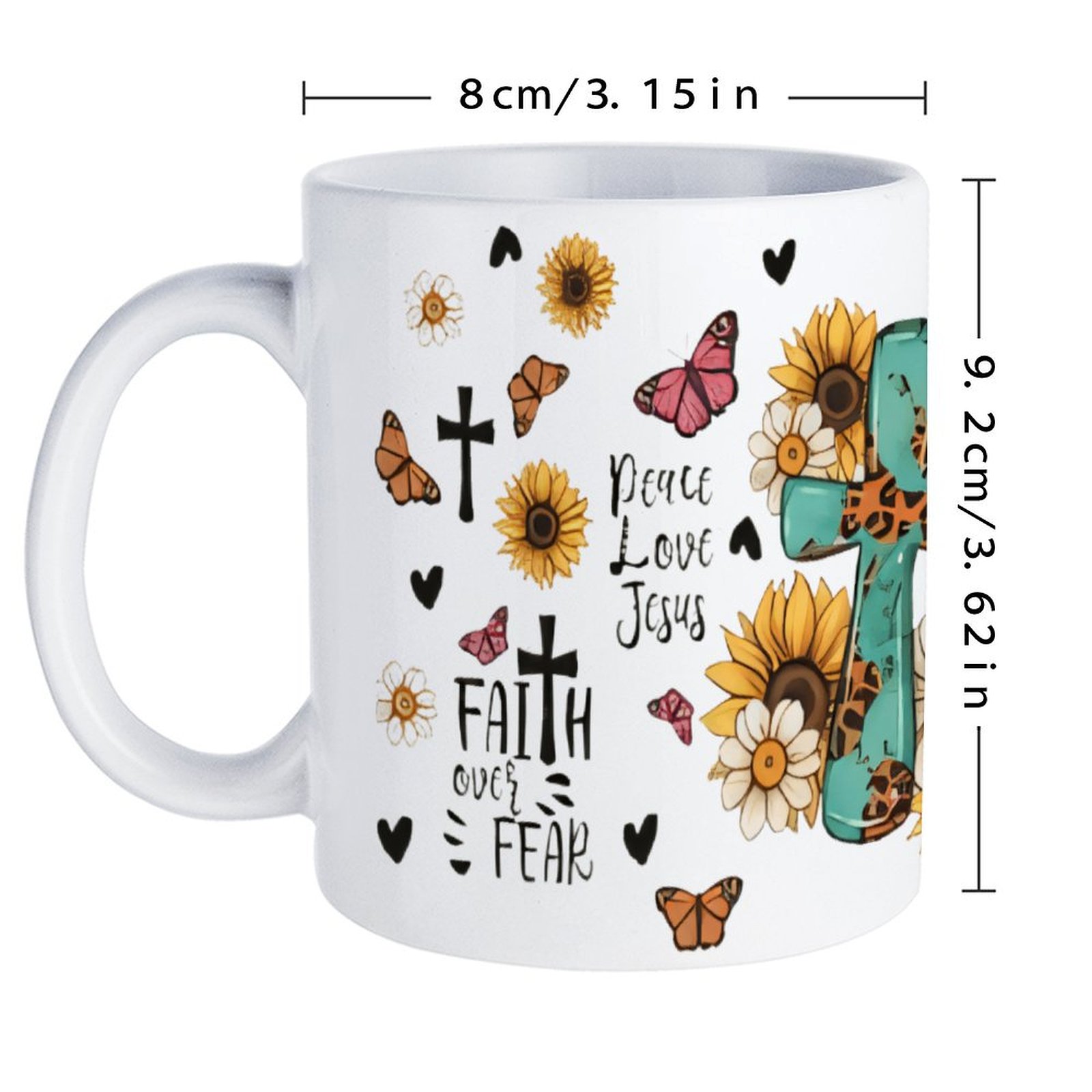 A Cross Surrounded By Sunflowe - Sublimation Mug White avaliação e preço