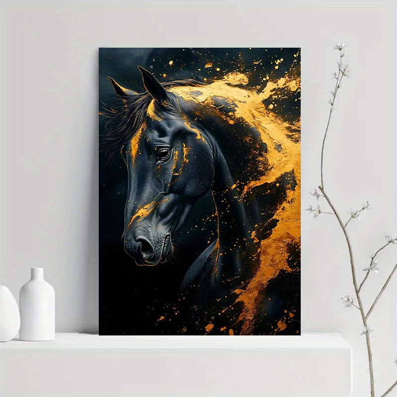 1pc Elegant Black Horse Canvas - Canvas Wrap Ready avaliação e preço