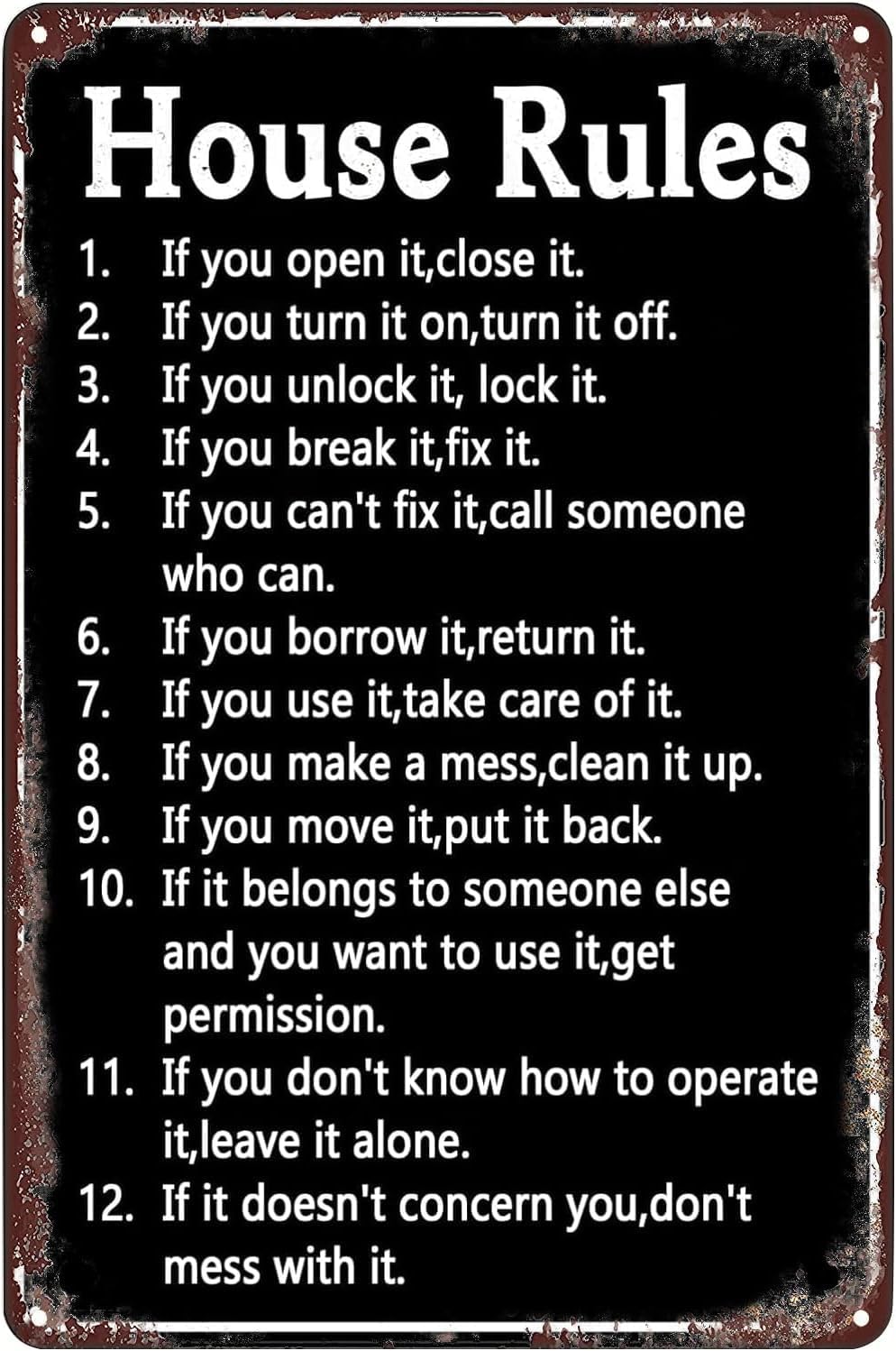 House Rules Vintage Metal Sign - Yard Sign Blank avaliação e preço